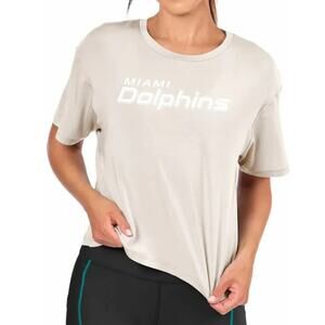Miami Dolphins Shirt NFL Football Slouchy Fan Logo Cream Minimalist Women Large